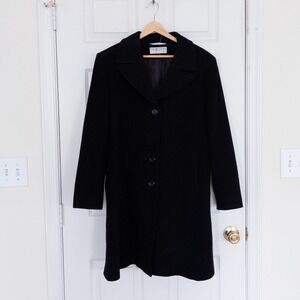 Larry‎ Levine Design Coat Womens 14P Black Lambswool Cashmere Vintage